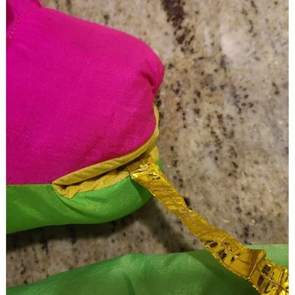 Vintage 1991 Platinum Embrace Parachute Puffy Pink Green Snake Plush Puppet 63" - Picture 9 of 12